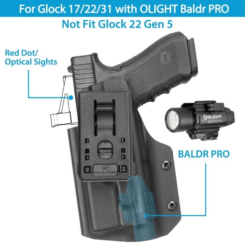 Glock with Olight Flashlight OWB Kydex Duty Holster - Image 4