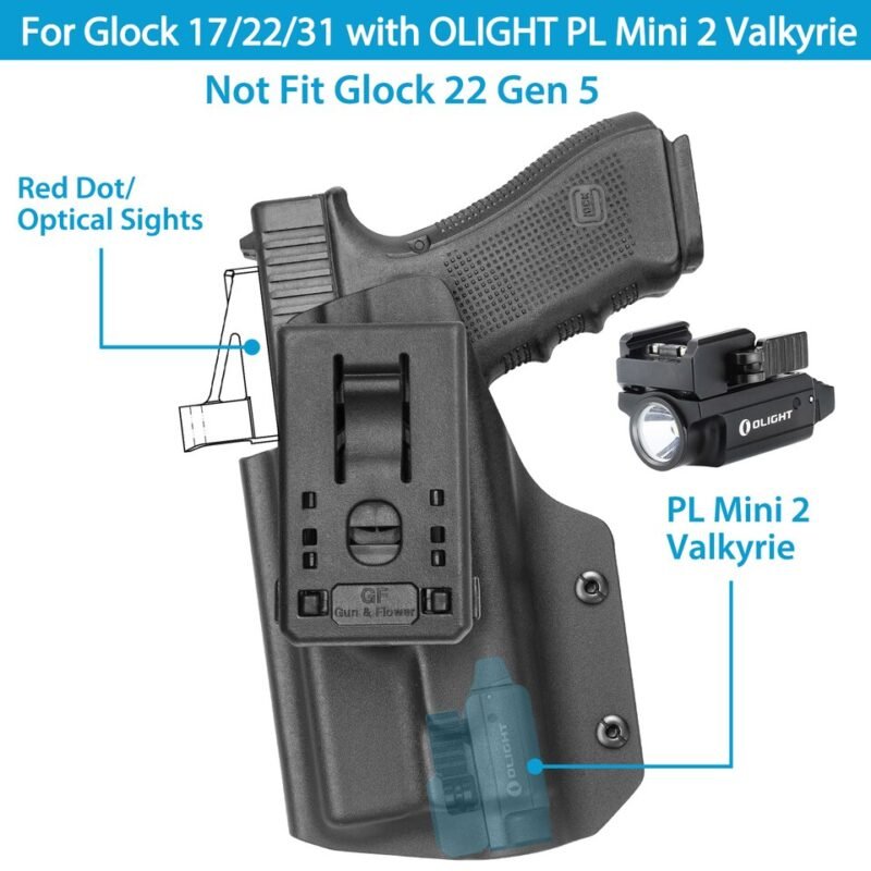 Glock with Olight Flashlight OWB Kydex Duty Holster - Image 3