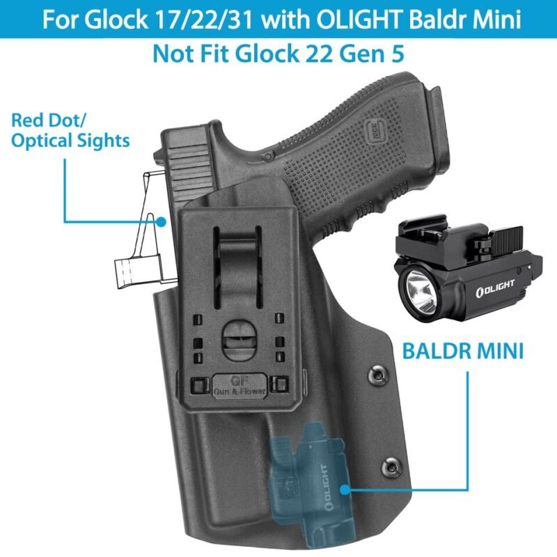 Glock with Olight Flashlight OWB Kydex Duty Holster - Image 2