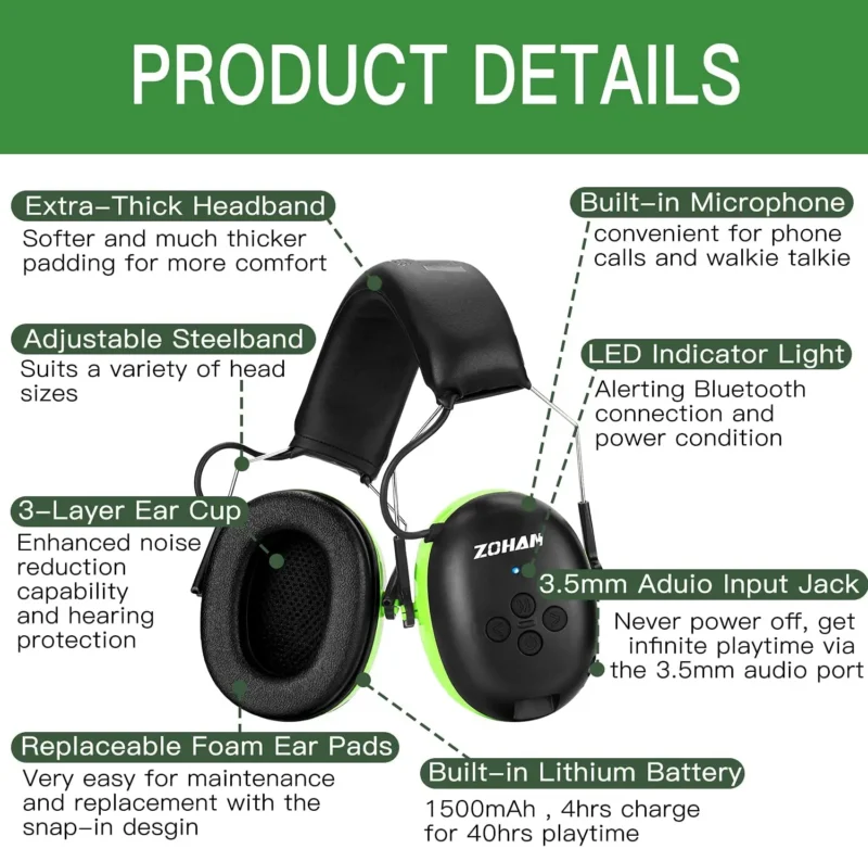 Hearing Protection Bluetooth 5.0 Earmuffs - Image 6