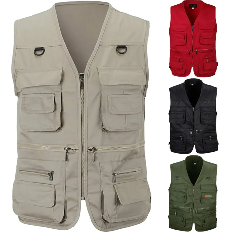 Men's Waistcoat Multi-Pocket Tops - Perfect for Outdoor & Casual Wear