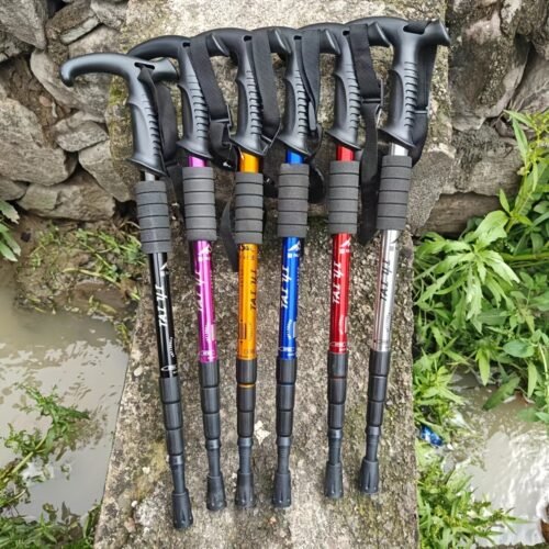 Ultra-Light Adjustable Trekking Pole with Ergonomic T-Handle & Anti-Shock System - Durable Aluminum Alloy, Comfort Grip for Hiking Adventures