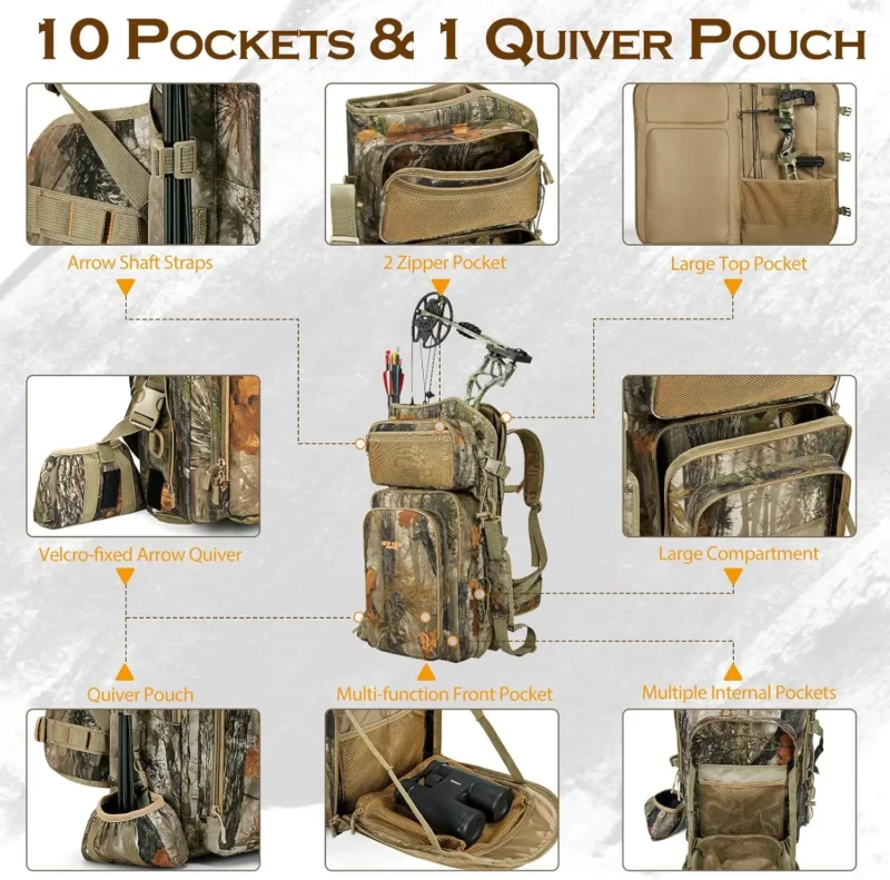 Tactical Hunting Backpack with Bow & Arrow Holder