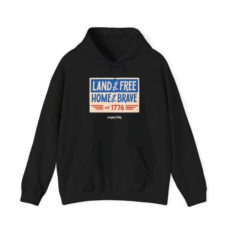 Patriotic Unisex Hoodie - LAND OF FREE, HOME OF BRAVE