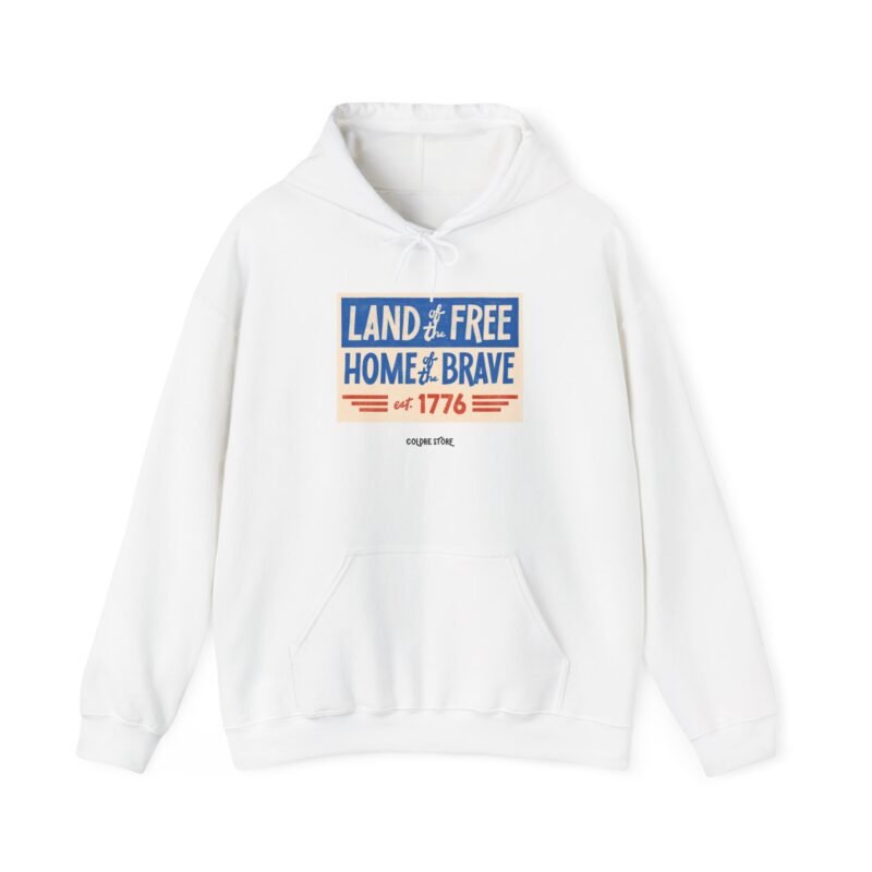 Patriotic Unisex Hoodie - LAND OF FREE, HOME OF BRAVE Est. 1776 - Image 5