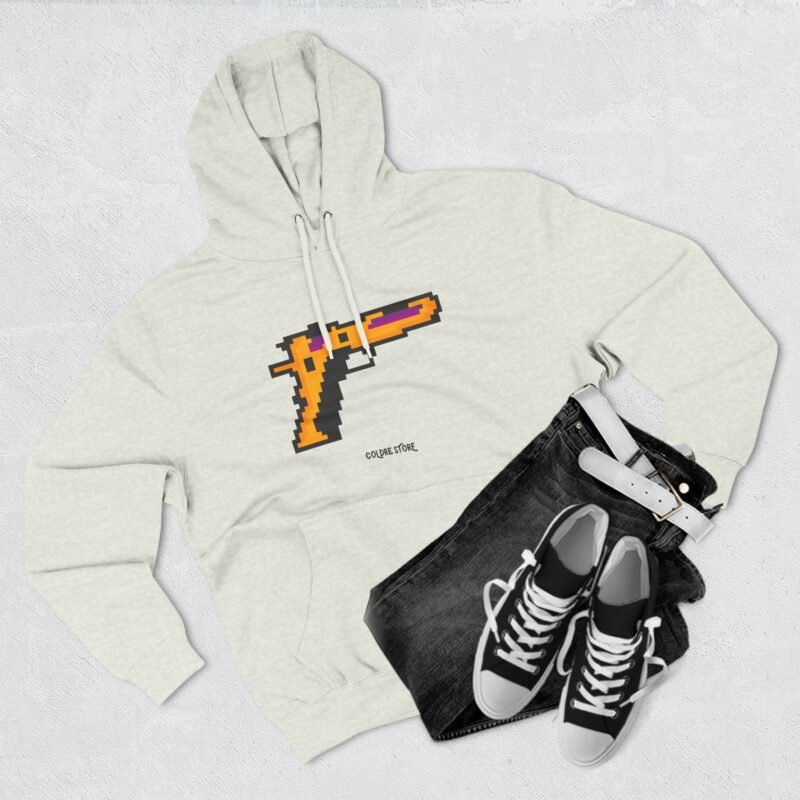 Retro Gamer Three-Panel Fleece Hoodie - Pixel Art Design - Image 3