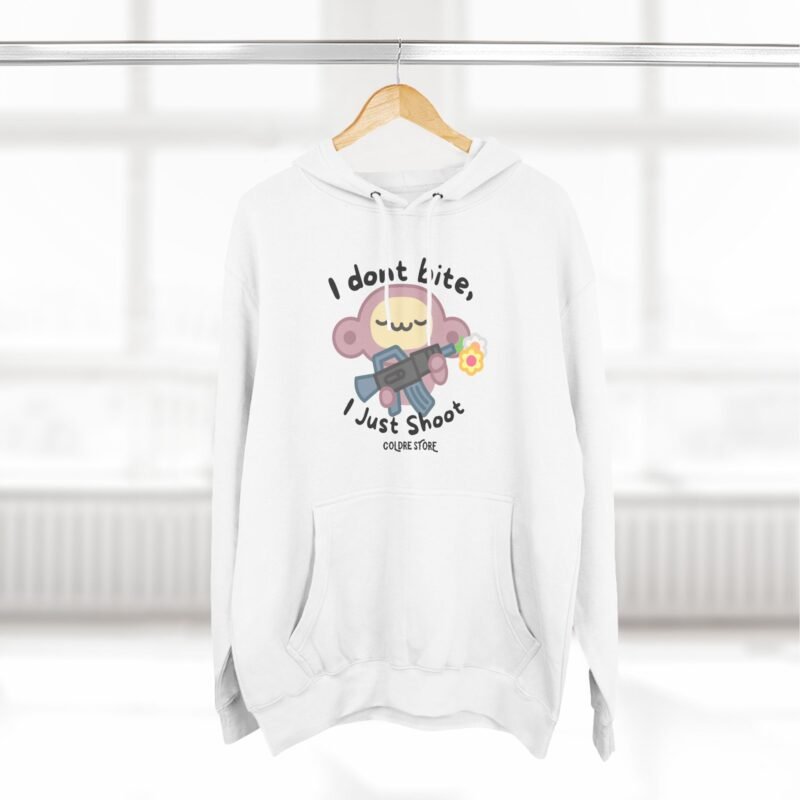 Cute Monkey Graphic Hoodie - 'I Don't Bite, I Just Shoot' - Image 8