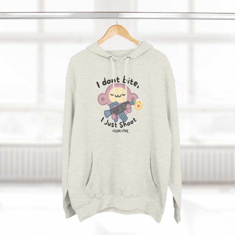 Cute Monkey Graphic Hoodie - 'I Don't Bite, I Just Shoot' - Image 24