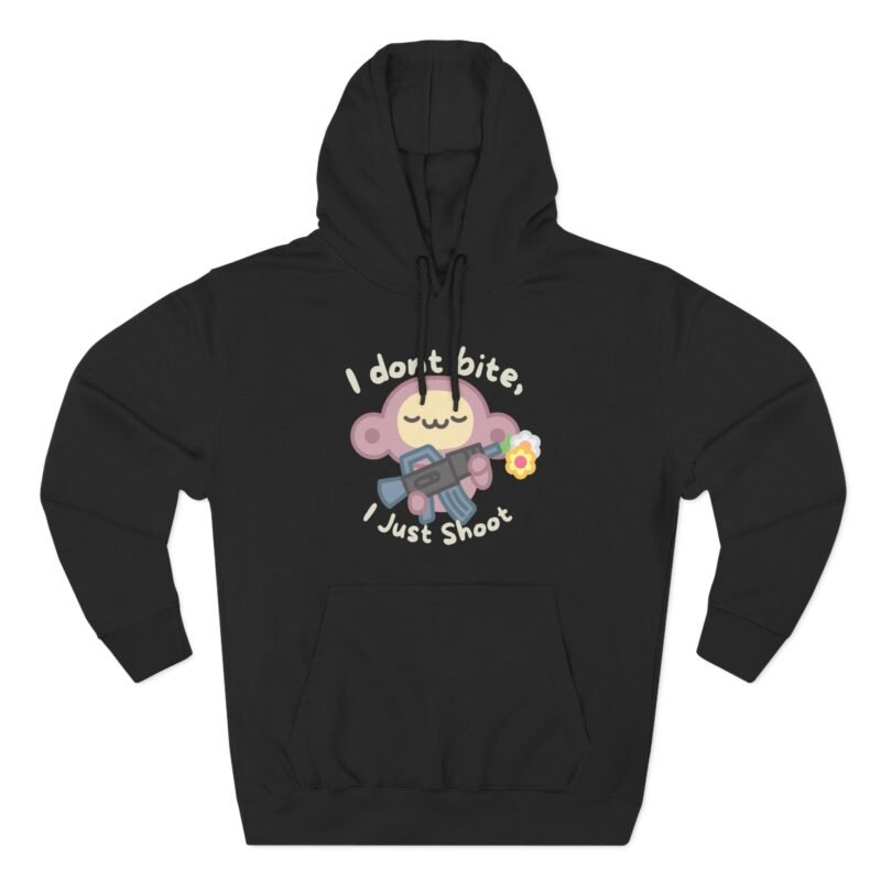 Cute Monkey Graphic Hoodie - 'I Don't Bite, I Just Shoot' - Image 17