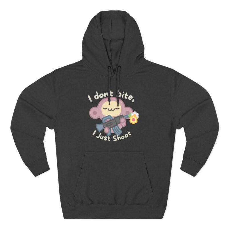Cute Monkey Graphic Hoodie - 'I Don't Bite, I Just Shoot' - Image 13