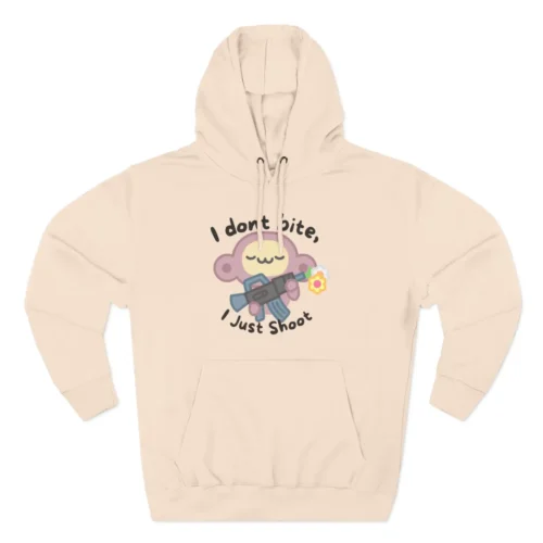 Cute Monkey Graphic Hoodie - 'I Don't Bite, I Just Shoot'