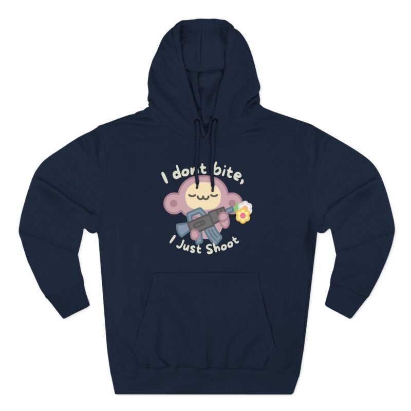 Cute Monkey Graphic Hoodie - 'I Don't Bite, I Just Shoot' - Image 29