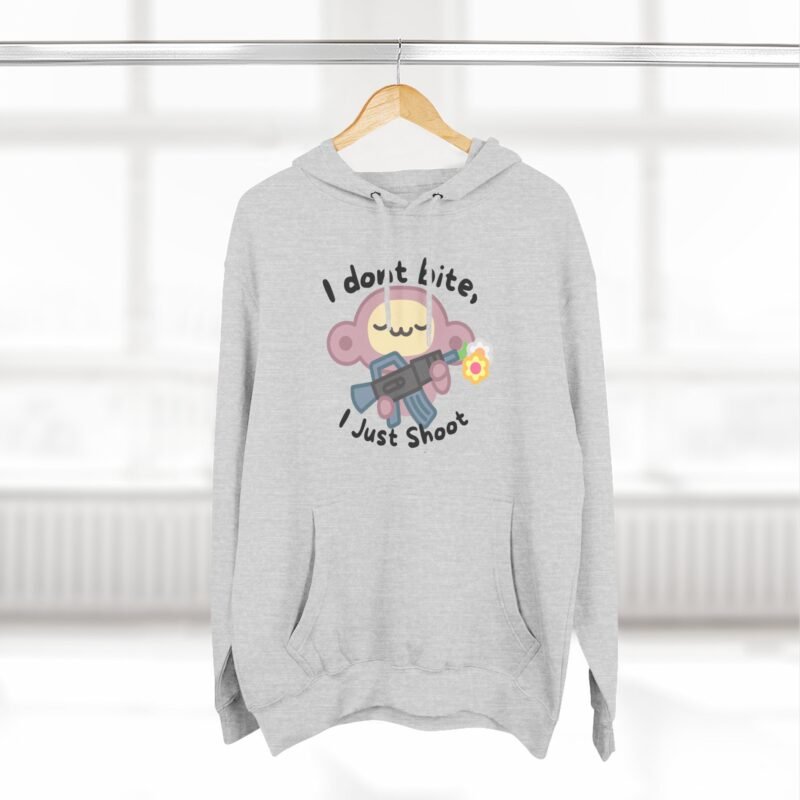 Cute Monkey Graphic Hoodie - 'I Don't Bite, I Just Shoot' - Image 12