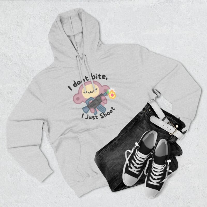 Cute Monkey Graphic Hoodie - 'I Don't Bite, I Just Shoot' - Image 11