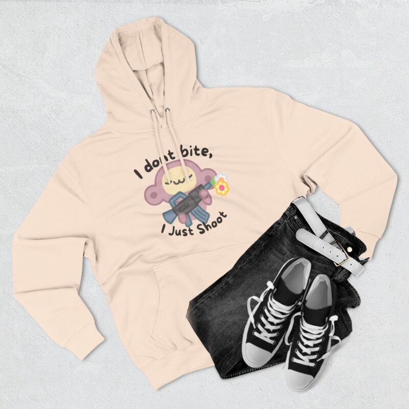 Cute Monkey Graphic Hoodie - 'I Don't Bite, I Just Shoot' - Image 3