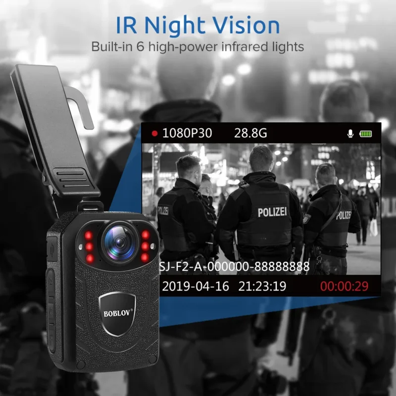 Boblov KJ21 Body Worn Mini Camera Police HD 1296P DVR Video Recorder Security Cam 170 Degree IR Night Vision Mini Camcorders - Image 2