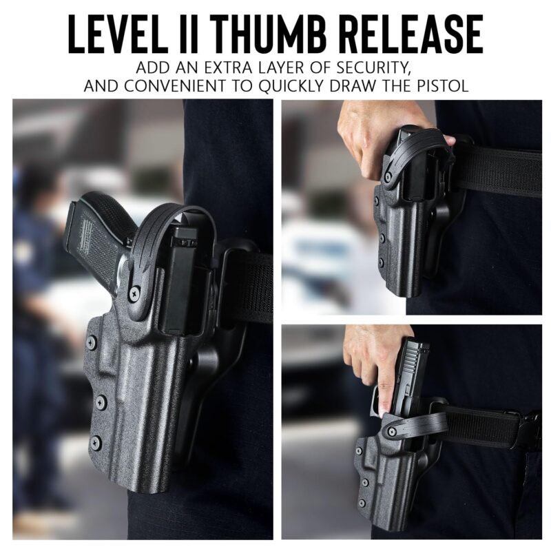 Glock 17/19 Gen 3-5, Glock 19x/44/45, Glock 22/23/31/32 Gen 3-4 Level 2 Duty Kydex Holster - Image 6