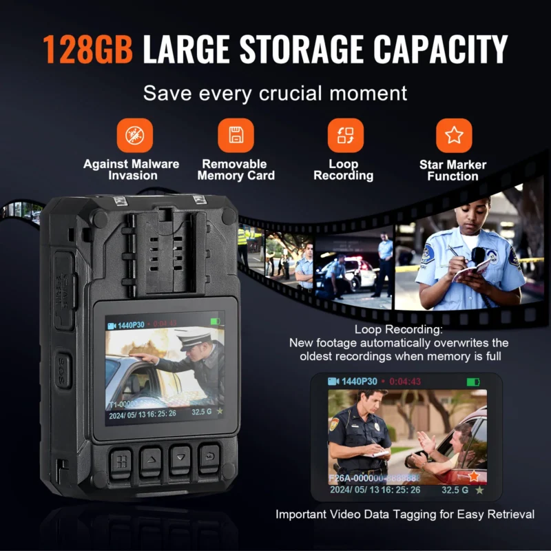 1440P Police Body Camera 128GB - Image 4