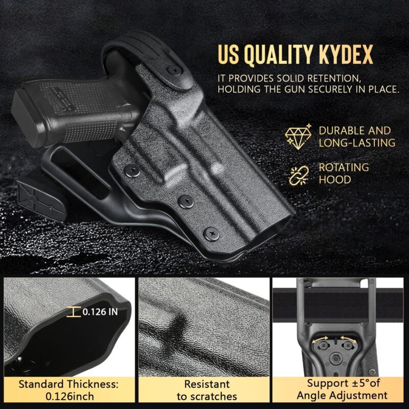 Glock 17/19 Gen 3-5, Glock 19x/44/45, Glock 22/23/31/32 Gen 3-4 Level 2 Duty Kydex Holster