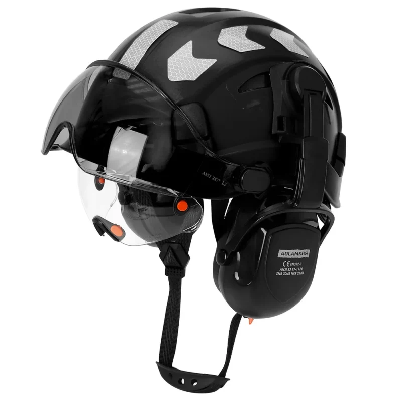 Safety Industrial Construction Helmet With Earmuffs