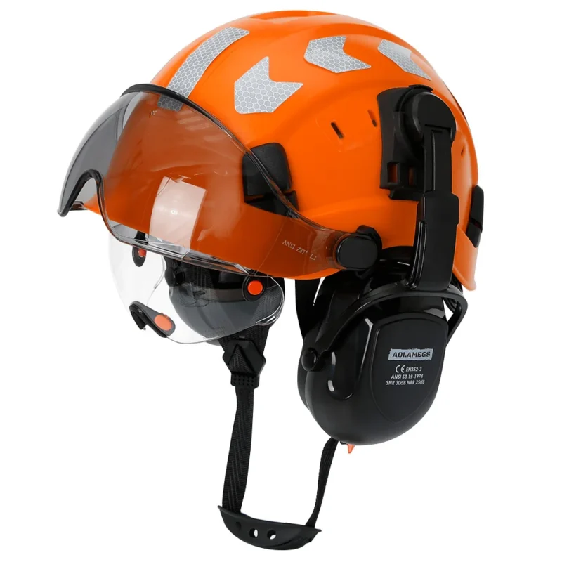 Safety Industrial Construction Helmet With Earmuffs