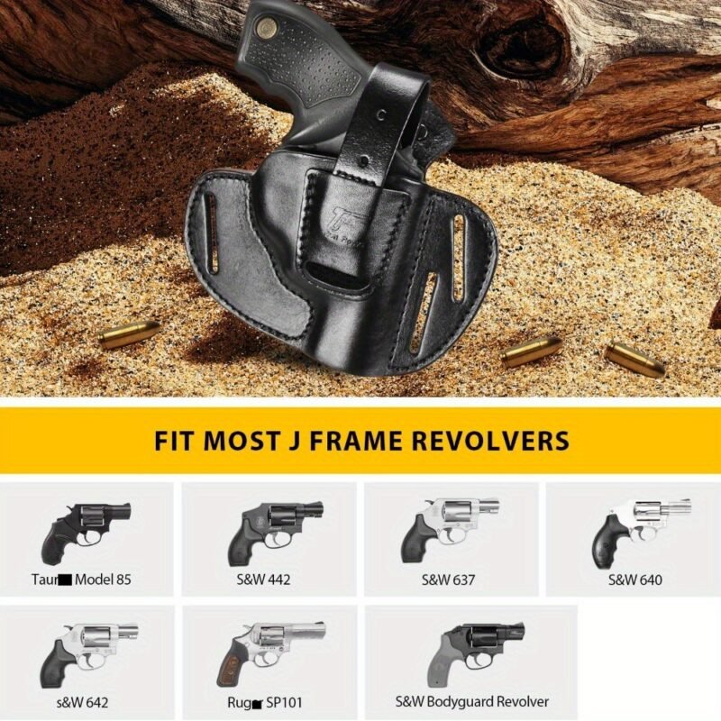 Handmade Leather OWB Holster | for S&W J Frame, 38 Special Revolvers Rug LCR, S&W 442/ 642, Taurus, Charter, and Other 38 Special Snub Nose Revolvers up to 2.25