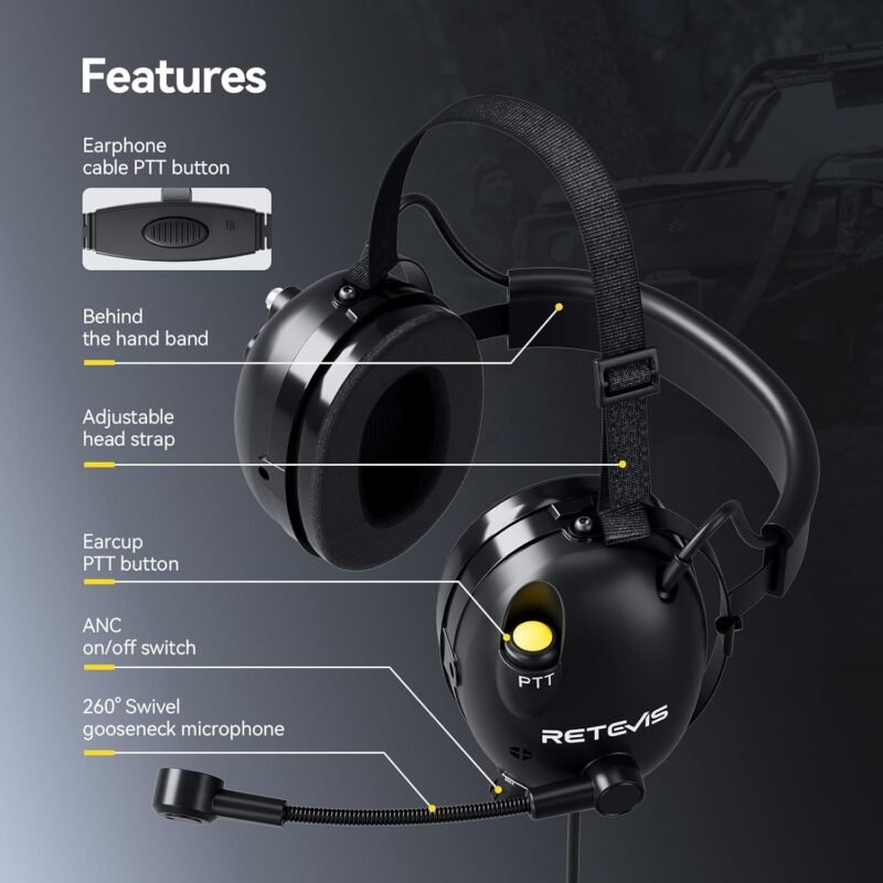 ANC Noise Canceling Walkie Talkie Headset Behind the Head - Image 9