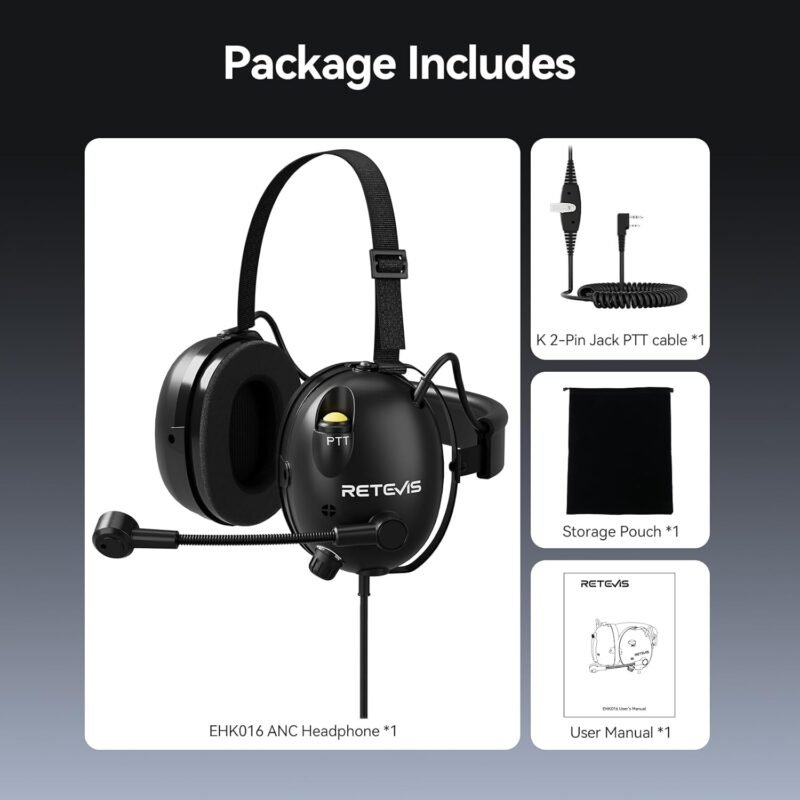 ANC Noise Canceling Walkie Talkie Headset Behind the Head - Image 2