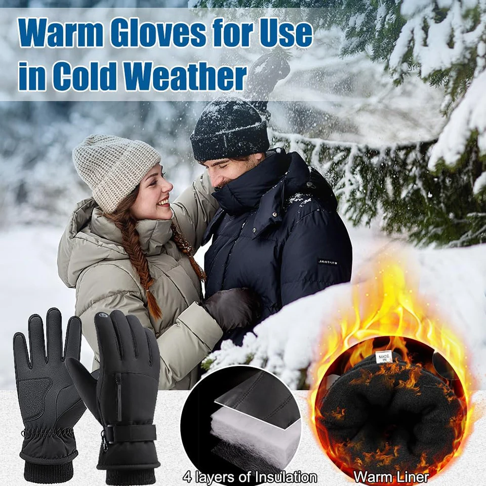 Waterproof & Windproof -30°F Winter Gloves for Men/Women, 3M Thinsulate Thermal Gloves Touch Screen Warm Gloves for Skiing,Cycling,Motorcycle,Running - Image 2