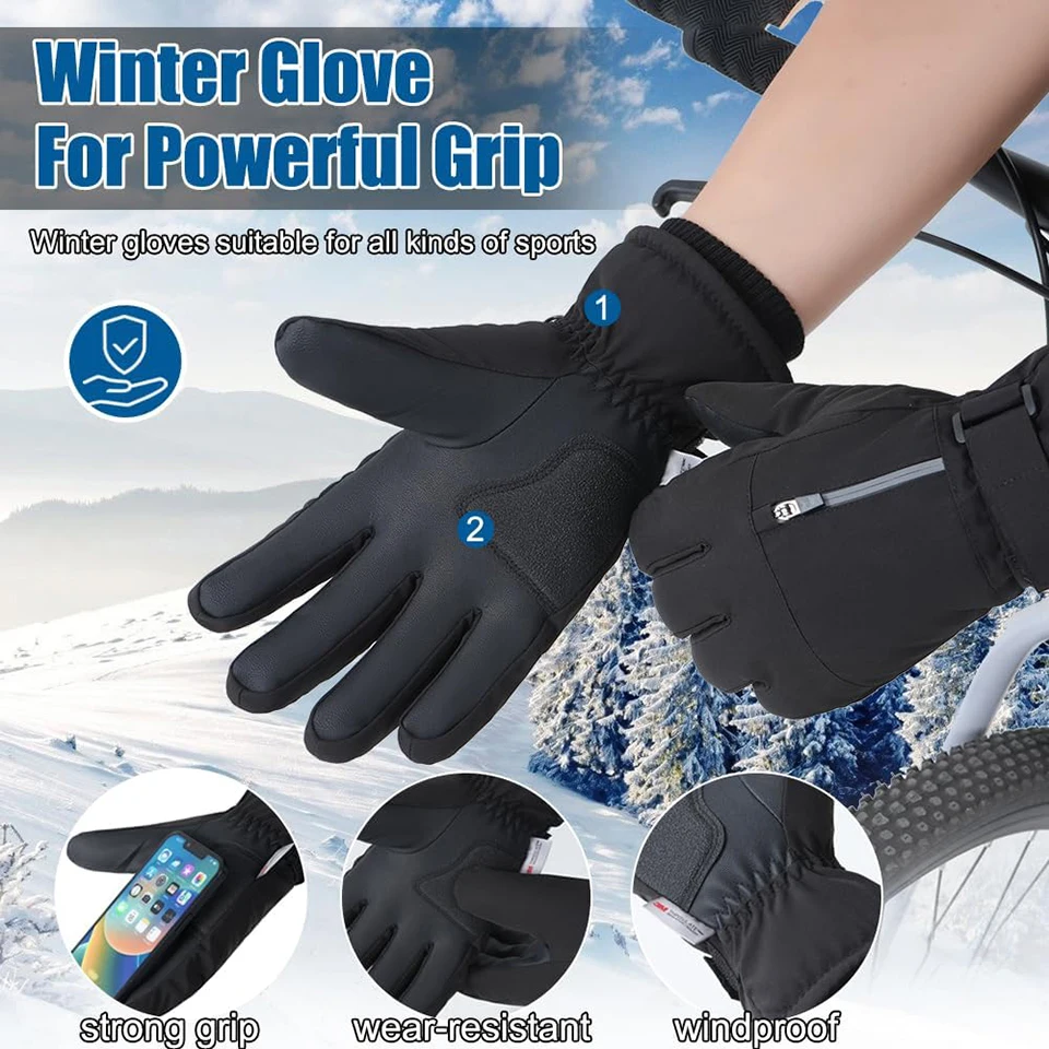 Waterproof & Windproof -30°F Winter Gloves for Men/Women, 3M Thinsulate Thermal Gloves Touch Screen Warm Gloves for Skiing,Cycling,Motorcycle,Running - Image 3