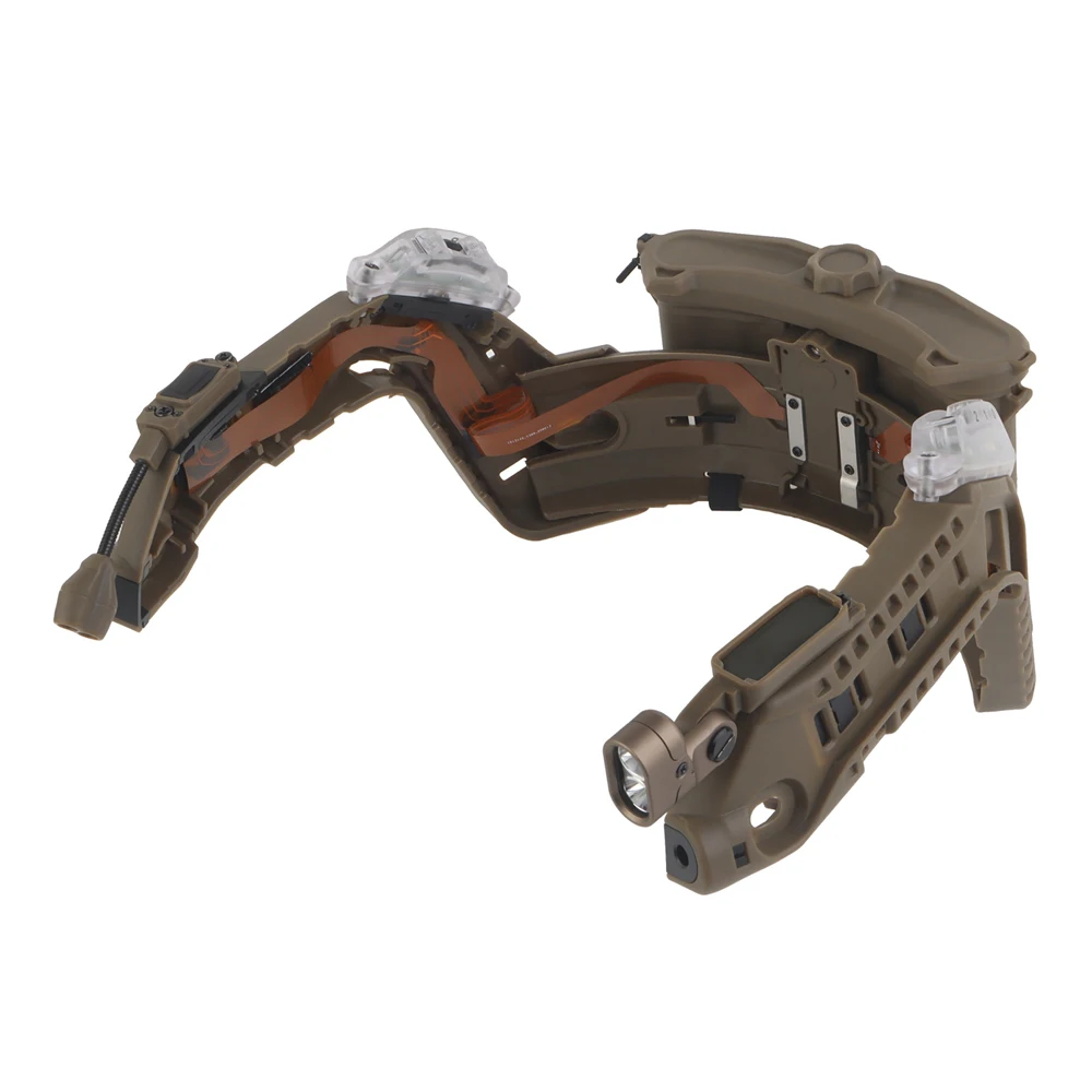 Tactical Modular ARC Rail Helmet Light Set – Battery Box, IR Light, LED Flashlight & Dual Signal Light for FAST Helmets