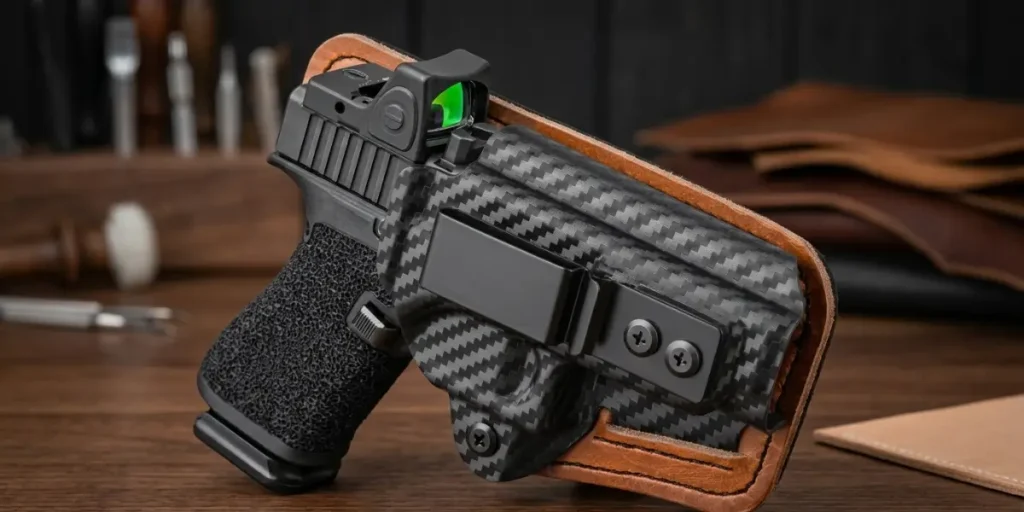 Glock 43X IWB hybrid holster Kydex leather foam backing black standard right hand