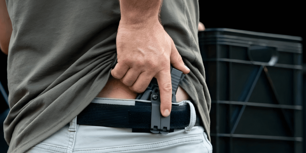 Glock 43X IWB position IWB holster concealed under t-shirt