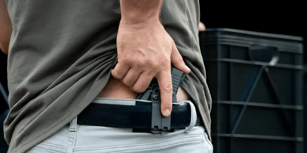 Glock 43X IWB position IWB holster concealed under t-shirt